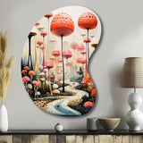 Colorful Mid Century Midcentury Mushroom Dreams II - Asymmetric Metal Wall Art