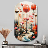 Colorful Mid Century Midcentury Mushroom Dreams II - Asymmetric Metal Wall Art