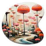 Colorful Mid Century Midcentury Mushroom Dreams II - Asymmetric Metal Wall Art