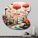 Colorful Mid Century Midcentury Mushroom Dreams II - Asymmetric Metal Wall Art