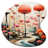 Colorful Mid Century Midcentury Mushroom Dreams II - Asymmetric Metal Wall Art