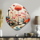 Colorful Mid Century Midcentury Mushroom Dreams II - Asymmetric Metal Wall Art