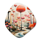 Colorful Mid Century Midcentury Mushroom Dreams II - Asymmetric Metal Wall Art