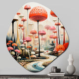 Colorful Mid Century Midcentury Mushroom Dreams II - Asymmetric Metal Wall Art