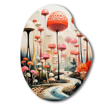 Colorful Mid Century Midcentury Mushroom Dreams II - Asymmetric Metal Wall Art