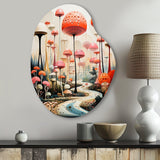 Colorful Mid Century Midcentury Mushroom Dreams II - Asymmetric Metal Wall Art