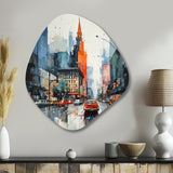 Blue Grey Mid Century Midcentury Metropolis I - Asymmetric Metal Wall Art