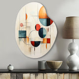 Colorful Mid Century Geometry Patchwork IV - Asymmetric Metal Wall Art