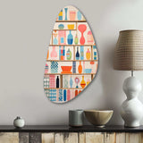 Pink Mid Century Playful Patterns IV - Asymmetric Metal Wall Art