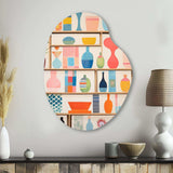 Pink Mid Century Playful Patterns IV - Asymmetric Metal Wall Art