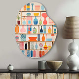 Pink Mid Century Playful Patterns IV - Asymmetric Metal Wall Art