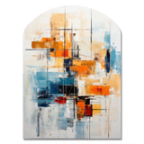 Colorful Mid Century Retro Reflections III - Asymmetric Metal Wall Art