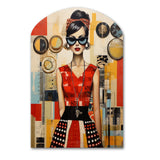 Mid Century Retro Woman Portrait V - Asymmetric Metal Wall Art