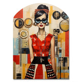 Mid Century Retro Woman Portrait V - Asymmetric Metal Wall Art