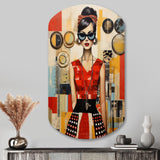 Mid Century Retro Woman Portrait V - Asymmetric Metal Wall Art