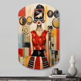 Mid Century Retro Woman Portrait V - Asymmetric Metal Wall Art