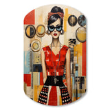 Mid Century Retro Woman Portrait V - Asymmetric Metal Wall Art