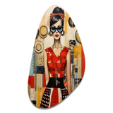 Mid Century Retro Woman Portrait V - Asymmetric Metal Wall Art