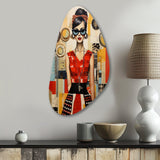 Mid Century Retro Woman Portrait V - Asymmetric Metal Wall Art