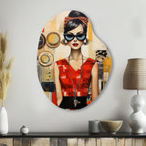 Mid Century Retro Woman Portrait V - Asymmetric Metal Wall Art