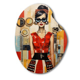 Mid Century Retro Woman Portrait V - Asymmetric Metal Wall Art