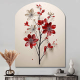 Red Beige Minimalism Essence Of Red Flower - Asymmetric Metal Wall Art