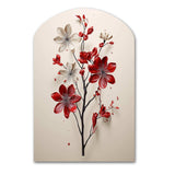 Red Beige Minimalism Essence Of Red Flower - Asymmetric Metal Wall Art