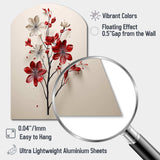 Red Beige Minimalism Essence Of Red Flower - Asymmetric Metal Wall Art