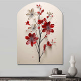 Red Beige Minimalism Essence Of Red Flower - Asymmetric Metal Wall Art