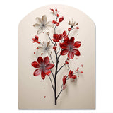 Red Beige Minimalism Essence Of Red Flower - Asymmetric Metal Wall Art