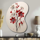 Red Beige Minimalism Essence Of Red Flower - Asymmetric Metal Wall Art