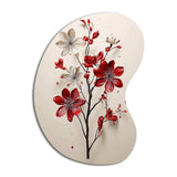 Red Beige Minimalism Essence Of Red Flower - Asymmetric Metal Wall Art