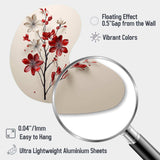 Red Beige Minimalism Essence Of Red Flower - Asymmetric Metal Wall Art