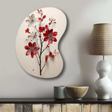 Red Beige Minimalism Essence Of Red Flower - Asymmetric Metal Wall Art