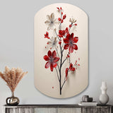 Red Beige Minimalism Essence Of Red Flower - Asymmetric Metal Wall Art