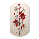 Red Beige Minimalism Essence Of Red Flower - Asymmetric Metal Wall Art