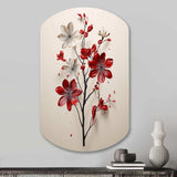 Red Beige Minimalism Essence Of Red Flower - Asymmetric Metal Wall Art