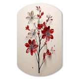 Red Beige Minimalism Essence Of Red Flower - Asymmetric Metal Wall Art