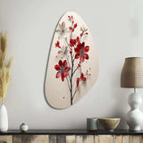 Red Beige Minimalism Essence Of Red Flower - Asymmetric Metal Wall Art