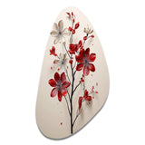 Red Beige Minimalism Essence Of Red Flower - Asymmetric Metal Wall Art