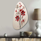 Red Beige Minimalism Essence Of Red Flower - Asymmetric Metal Wall Art