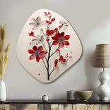 Red Beige Minimalism Essence Of Red Flower - Asymmetric Metal Wall Art