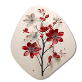 Red Beige Minimalism Essence Of Red Flower - Asymmetric Metal Wall Art