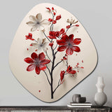 Red Beige Minimalism Essence Of Red Flower - Asymmetric Metal Wall Art