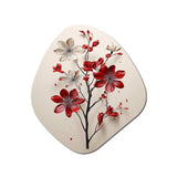 Red Beige Minimalism Essence Of Red Flower - Asymmetric Metal Wall Art