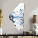 Grey Blue Minimalism Forest Reflections I - Asymmetric Metal Wall Art