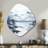 Grey Blue Minimalism Forest Reflections I - Asymmetric Metal Wall Art