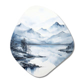 Grey Blue Minimalism Forest Reflections I - Asymmetric Metal Wall Art