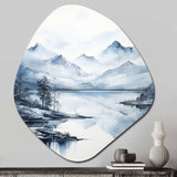 Grey Blue Minimalism Forest Reflections I - Asymmetric Metal Wall Art