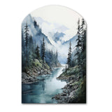 Grey Blue Minimalism Forest Reflections II - Asymmetric Metal Wall Art